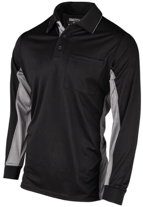 Smitty MLB Replica Black W/Charcoal Side Panel Long Sleeve Body Flex® Style Umpire Shirt