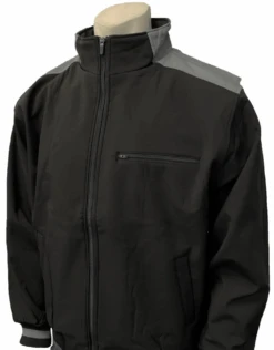 Smitty MLB Style Full Zip Thermal Fleece Black With Charcoal Grey Trim Umpire Jacket