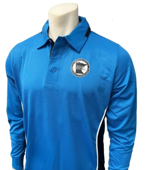 Minnesota MSHSL Men's Bright Blue Long Sleeve Softball Umpire Shirt