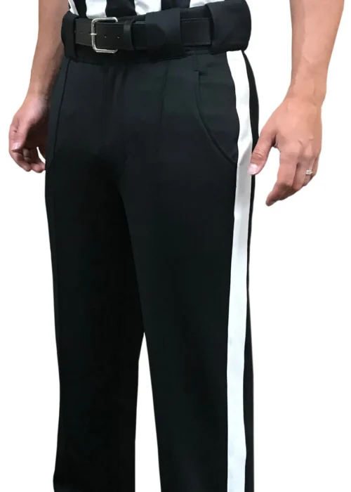 Smitty Official's Apparel Premium Tapered Fit 4-Way Stretch Poly/Spandex Football Referee Pants 1 1/4" Stripe