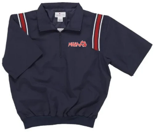 Michigan MHSAA Navy Half Sleeve Umpire Pullover With Red/White Trim