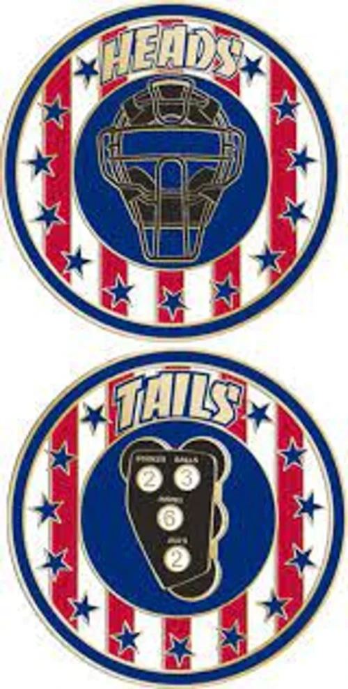 Patriotic Umpire Flipping Coin