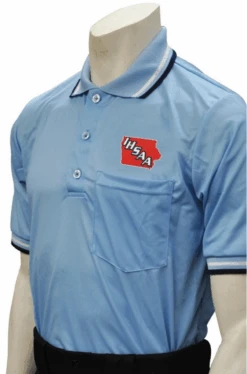 Iowa IHSAA Embroidered Body Flex® Style Powder Blue Umpire Shirt