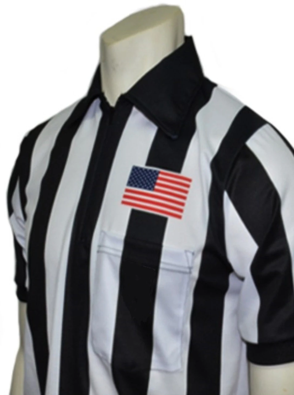 Cliff Keen 2" Stripe Short Sleeve Football Referee Shirt Chest Flag 3 Cliff Keen 2" Stripe Short Sleeve Football Referee Shirt Chest Flag