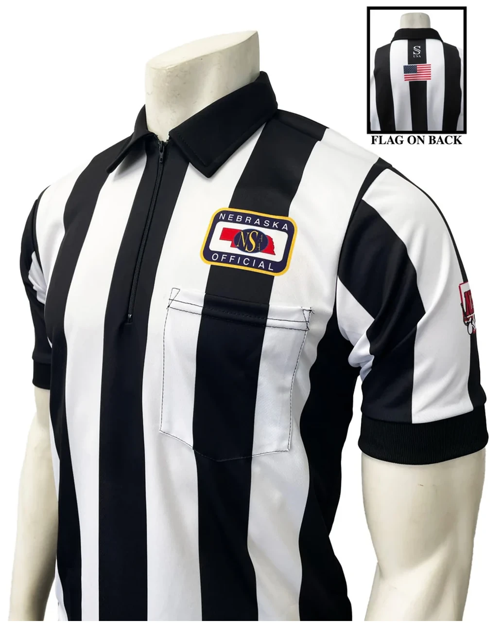 Nebraska NHSOA 2 1/4" Stripe Body Flex® Short Sleeve Football Referee Shirt Extra Tall 3 Nebraska NHSOA 2 1/4" Stripe Body Flex® Short Sleeve Football Referee Shirt Extra Tall
