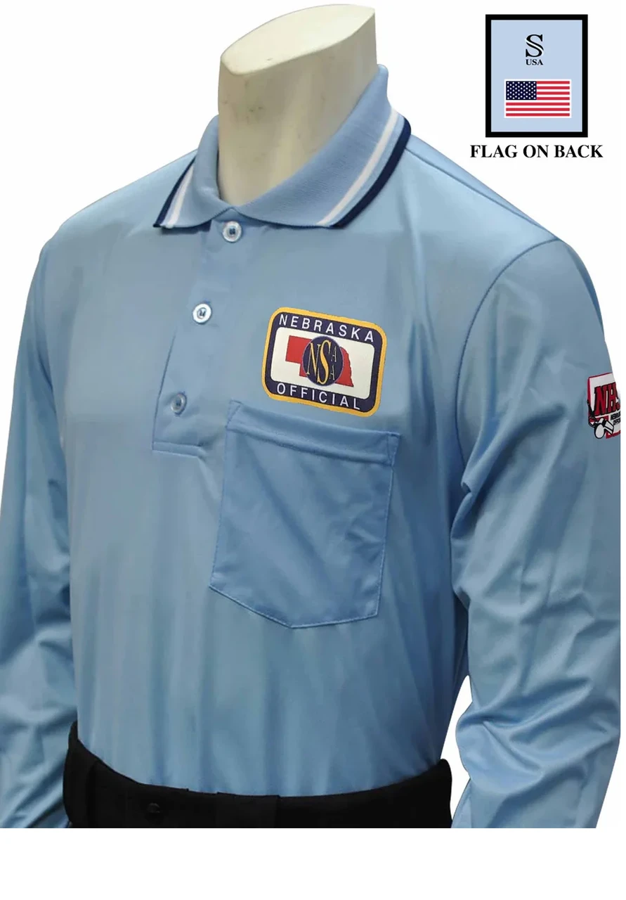 Nebraska NSAA Dye Sublimated Long Sleeve Powder Blue Umpire Shirt 3 Nebraska NSAA Dye Sublimated Long Sleeve Powder Blue Umpire Shirt