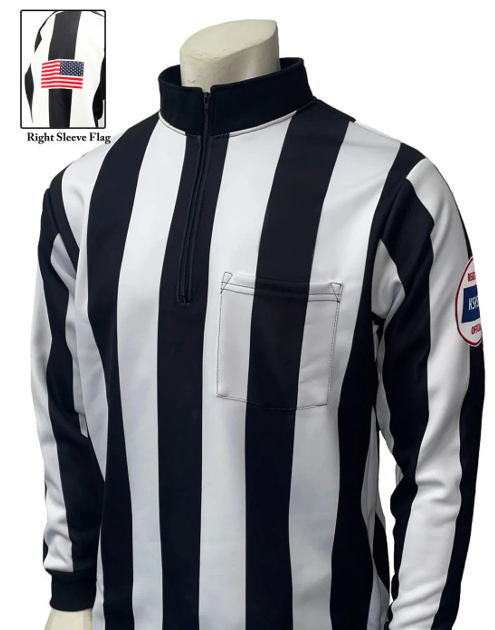 Kansas KSHSAA 2 1/4" Stripe Rainy Weather Long Sleeve Football Referee Shirt 3 Kansas KSHSAA 2 1/4" Stripe Rainy Weather Long Sleeve Football Referee Shirt