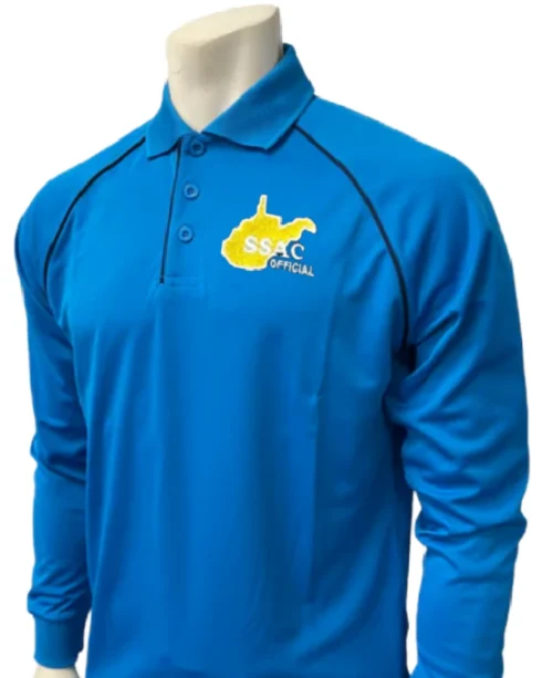 West Virginia SSAC Men's Bright Blue Long Sleeve Volleyball Referee Shirt